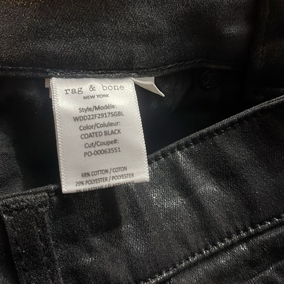 Rag And Bone Casey Black High Rise 5 Pocket Trendy Stylish Ankle Coated Jean 24 - Picture 4 of 5